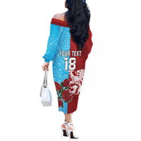 Custom British Lions Waratahs Off The Shoulder Long Sleeve Dress Unique Style - Wonder Print Shop