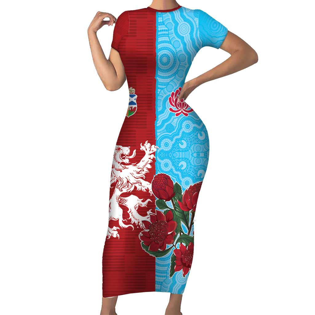Custom British Lions Waratahs Short Sleeve Bodycon Dress Unique Style - Wonder Print Shop