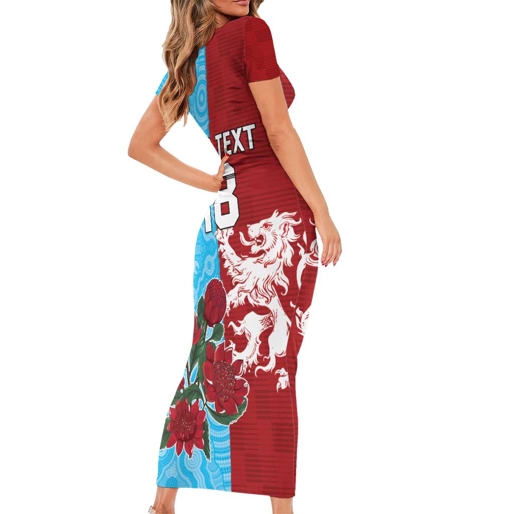 Custom British Lions Waratahs Short Sleeve Bodycon Dress Unique Style - Wonder Print Shop
