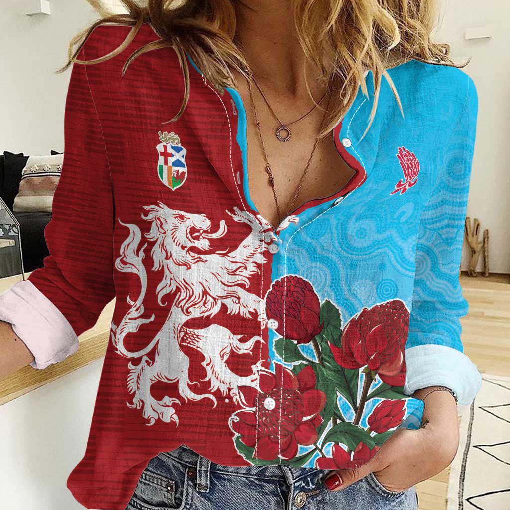 Custom British Lions Waratahs Women Casual Shirt Unique Style - Wonder Print Shop