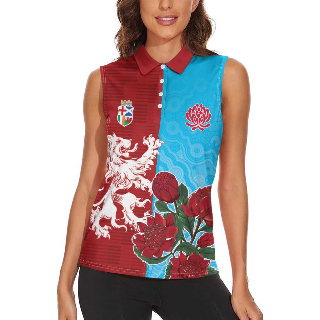 Custom British Lions Waratahs Women Sleeveless Polo Shirt Unique Style - Wonder Print Shop