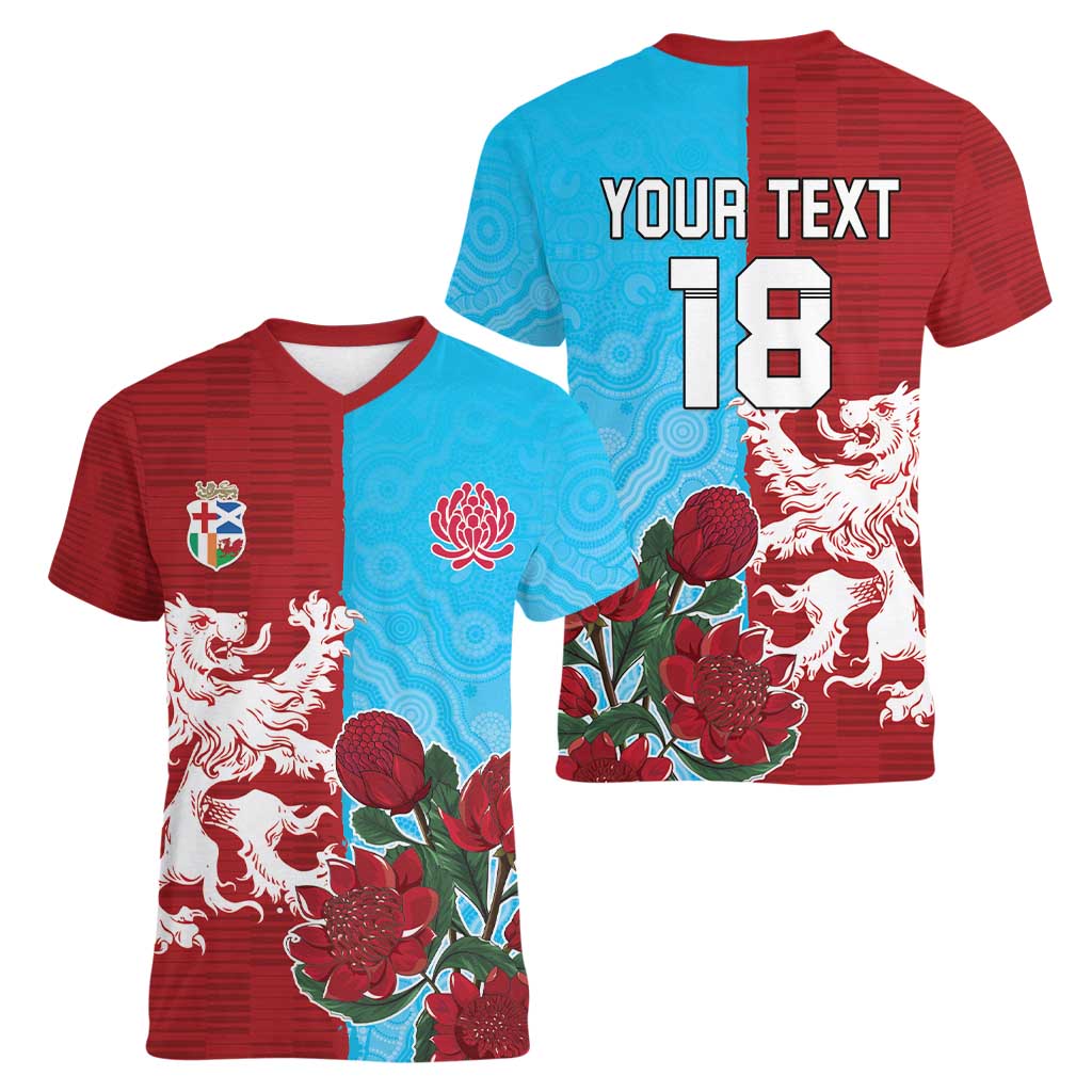 Custom British Lions Waratahs Women V-Neck T-Shirt Unique Style - Wonder Print Shop