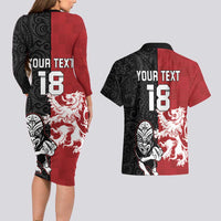 Custom British Lions New Zealand Couples Matching Long Sleeve Bodycon Dress and Hawaiian Shirt Unique Style - Wonder Print Shop