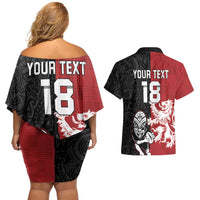 Custom British Lions New Zealand Couples Matching Off Shoulder Short Dress and Hawaiian Shirt Unique Style - Wonder Print Shop