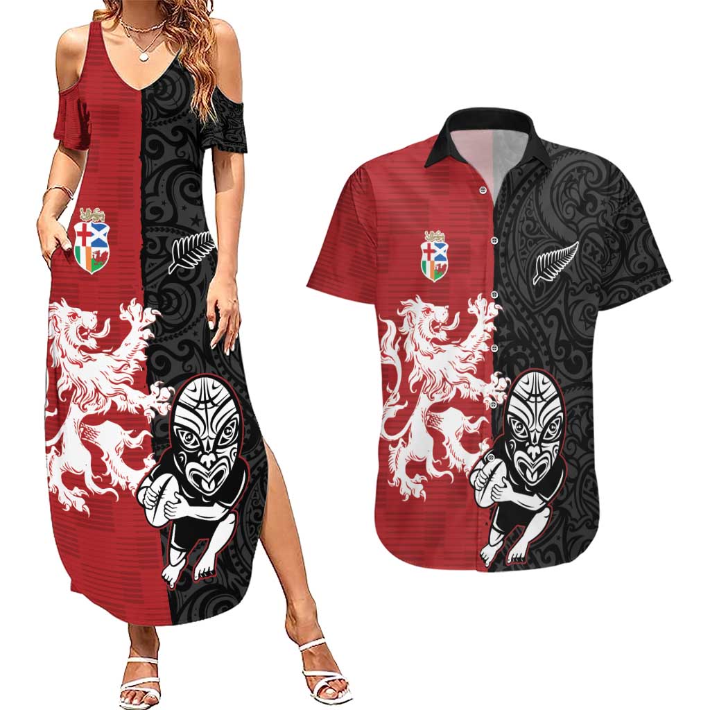 Custom British Lions New Zealand Couples Matching Summer Maxi Dress and Hawaiian Shirt Unique Style - Wonder Print Shop