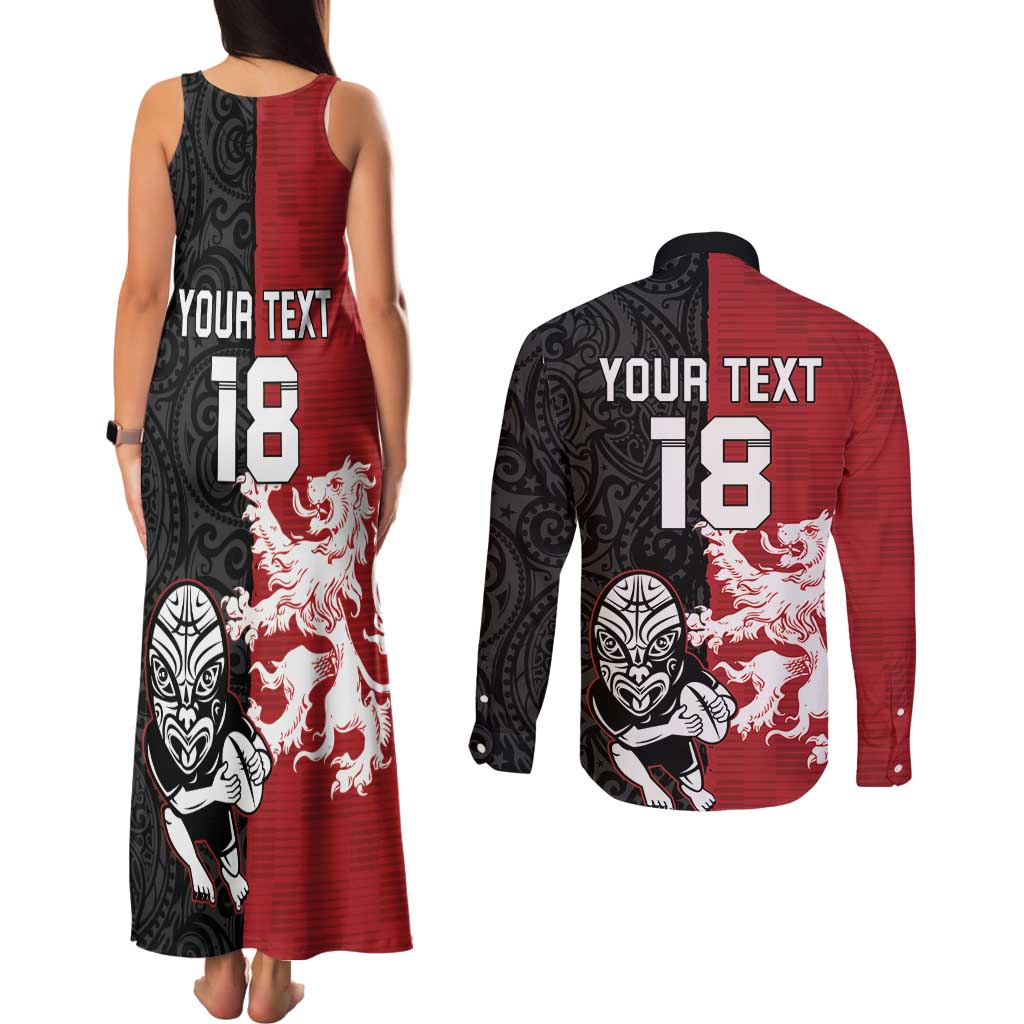Custom British Lions New Zealand Couples Matching Tank Maxi Dress and Long Sleeve Button Shirt Unique Style - Wonder Print Shop
