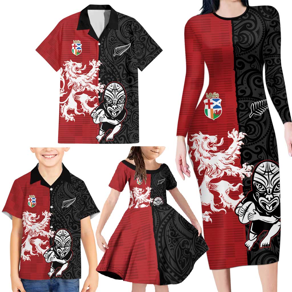 Custom British Lions New Zealand Family Matching Long Sleeve Bodycon Dress and Hawaiian Shirt Unique Style - Wonder Print Shop
