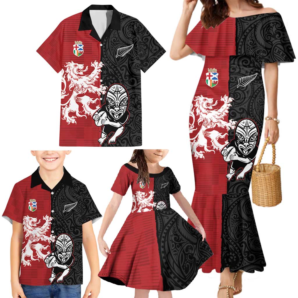 Custom British Lions New Zealand Family Matching Mermaid Dress and Hawaiian Shirt Unique Style - Wonder Print Shop