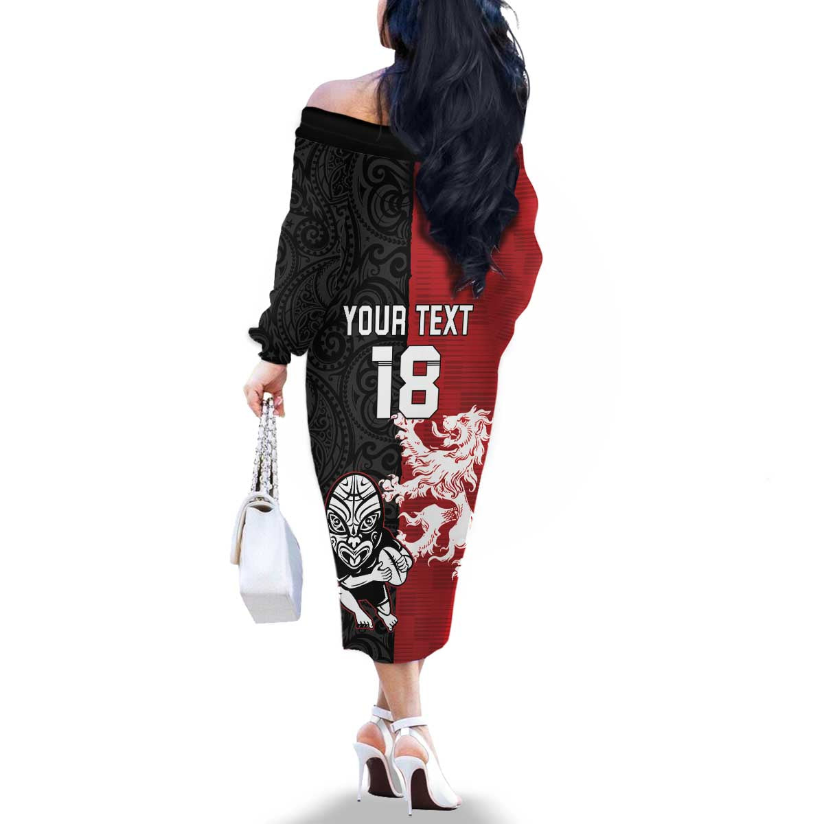 Custom British Lions New Zealand Family Matching Off The Shoulder Long Sleeve Dress and Hawaiian Shirt Unique Style - Wonder Print Shop