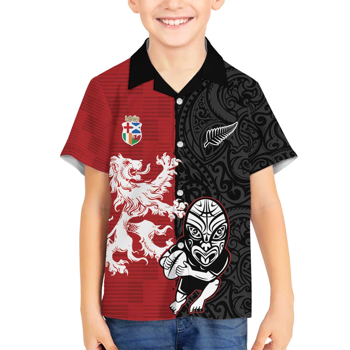 Custom British Lions New Zealand Family Matching Off The Shoulder Long Sleeve Dress and Hawaiian Shirt Unique Style - Wonder Print Shop