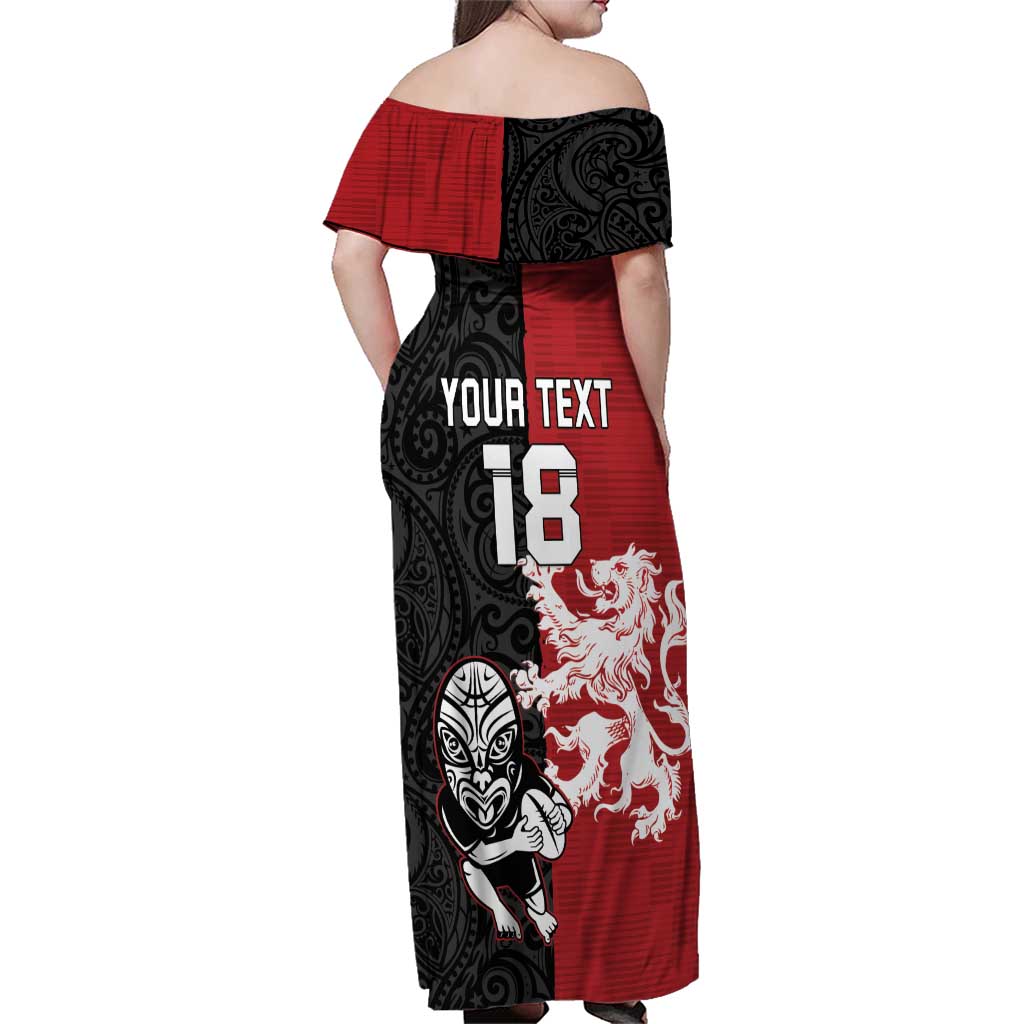Custom British Lions New Zealand Family Matching Off Shoulder Maxi Dress and Hawaiian Shirt Unique Style - Wonder Print Shop