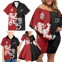 Custom British Lions New Zealand Family Matching Off Shoulder Short Dress and Hawaiian Shirt Unique Style - Wonder Print Shop