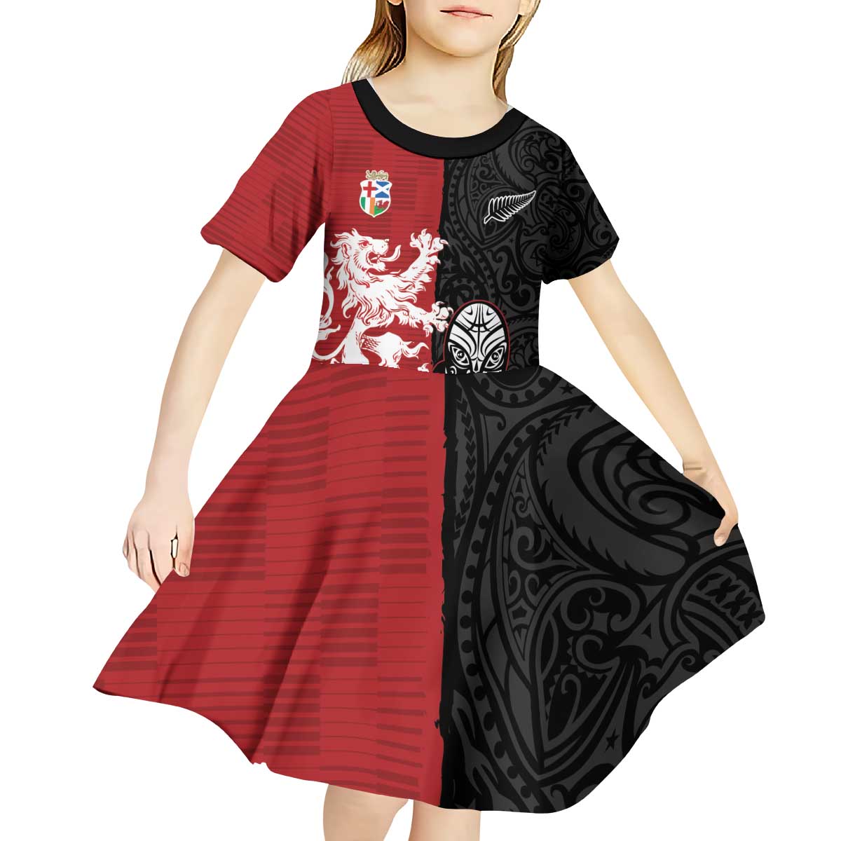 Custom British Lions New Zealand Kid Short Sleeve Dress Unique Style - Wonder Print Shop