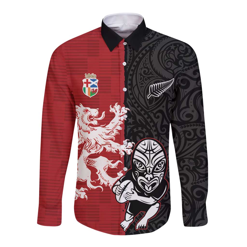 Custom British Lions New Zealand Long Sleeve Button Shirt Unique Style - Wonder Print Shop