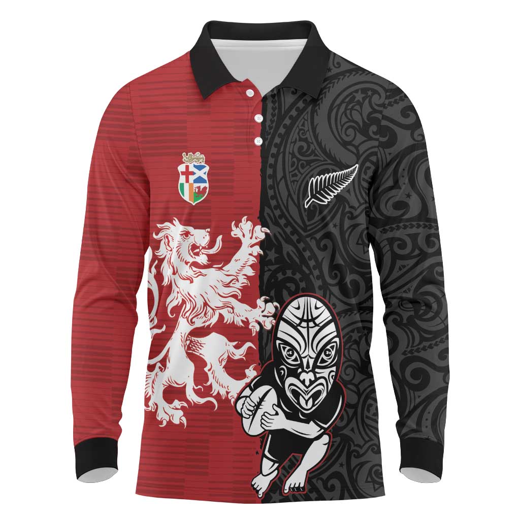Custom British Lions New Zealand Long Sleeve Polo Shirt Unique Style - Wonder Print Shop