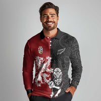 Custom British Lions New Zealand Long Sleeve Polo Shirt Unique Style - Wonder Print Shop