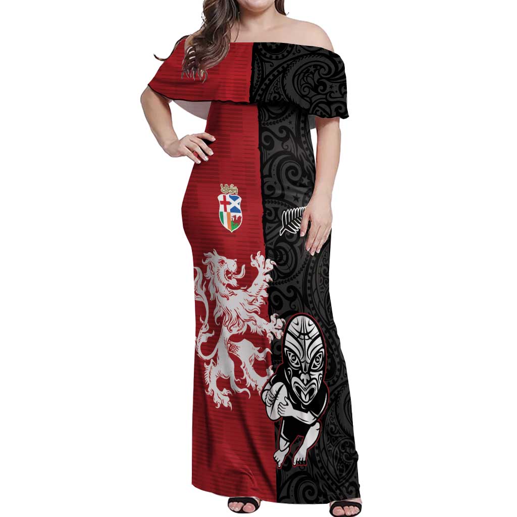 Custom British Lions New Zealand Off Shoulder Maxi Dress Unique Style - Wonder Print Shop
