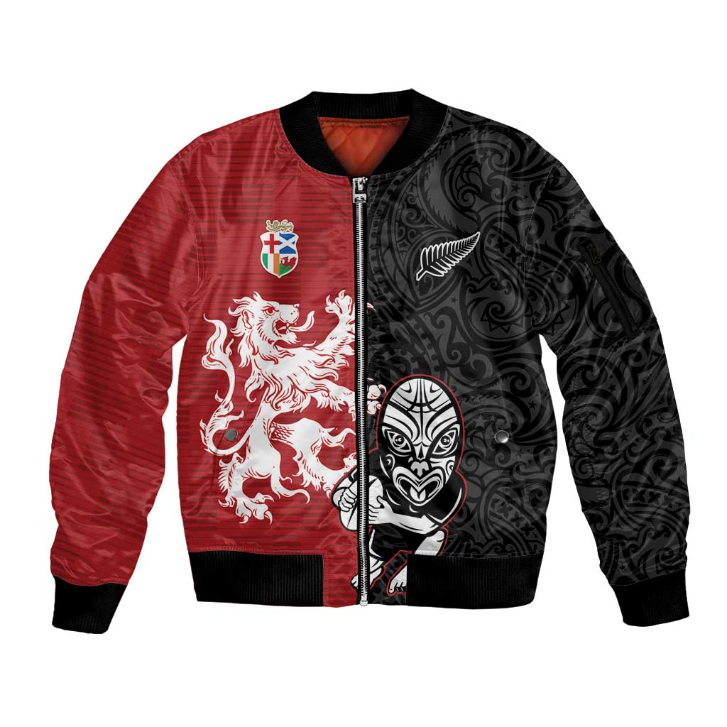 Custom British Lions New Zealand Sleeve Zip Bomber Jacket Unique Style - Wonder Print Shop