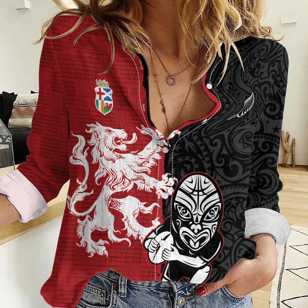Custom British Lions New Zealand Women Casual Shirt Unique Style - Wonder Print Shop