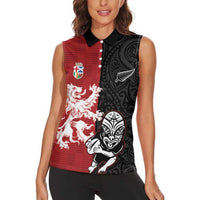 Custom British Lions New Zealand Women Sleeveless Polo Shirt Unique Style - Wonder Print Shop