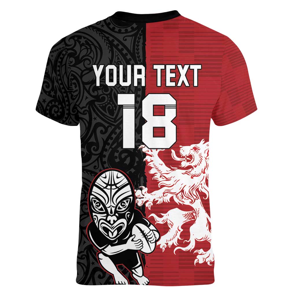 Custom British Lions New Zealand Women V-Neck T-Shirt Unique Style - Wonder Print Shop