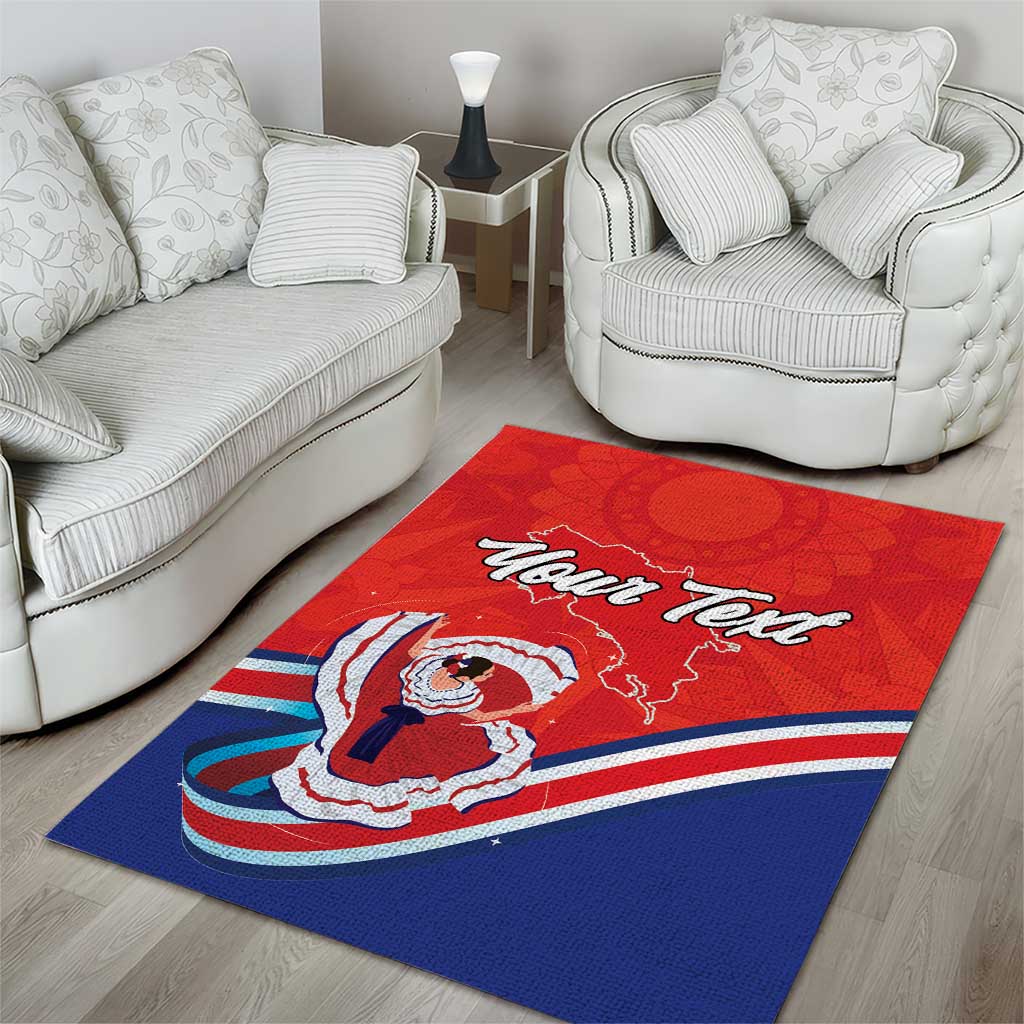 Personalized Costa Rica Independence Day Since 1821 Area Rug Folk Dancer with Folk Art Pattern - Wonder Print Shop
