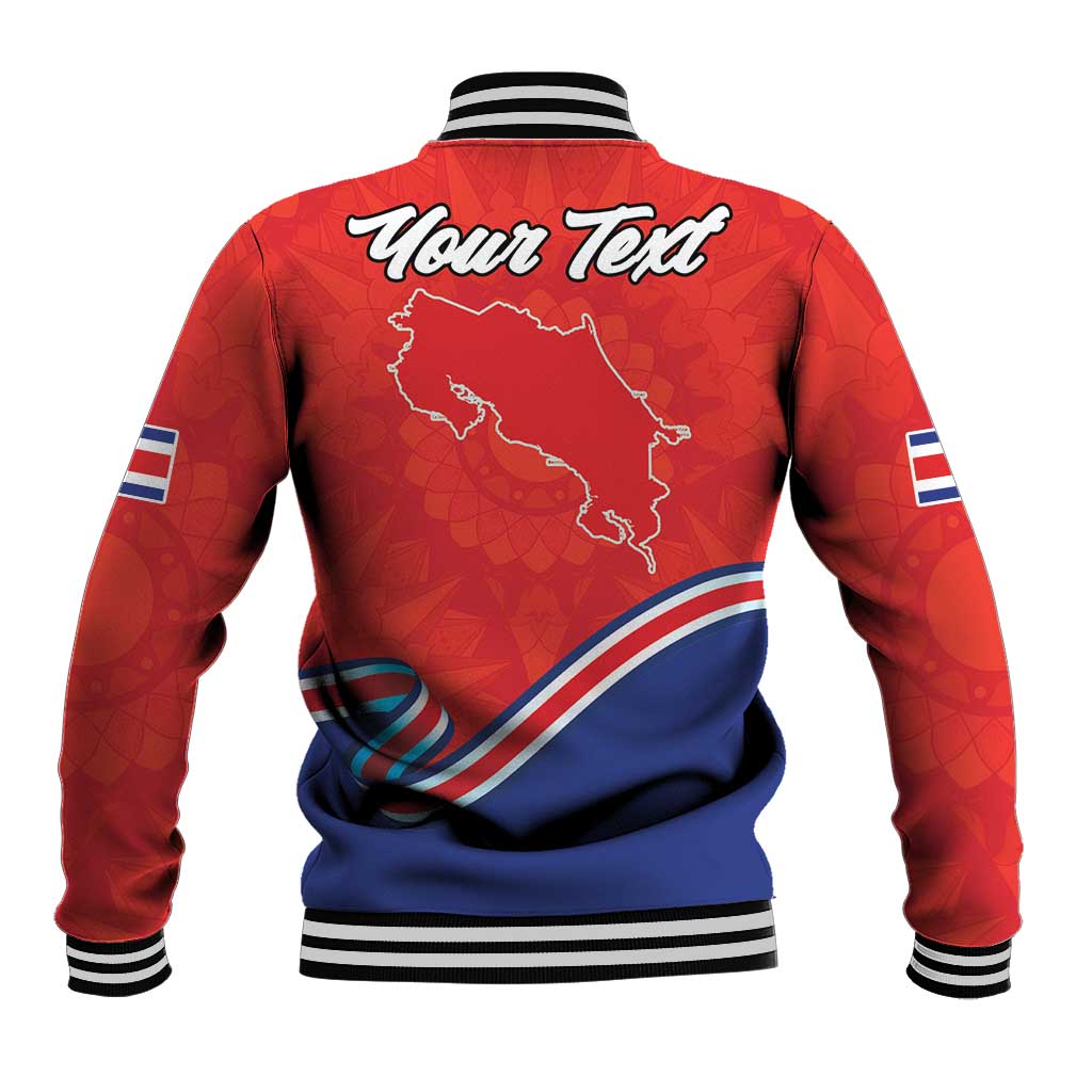 Personalized Costa Rica Independence Day Since 1821 Baseball Jacket Folk Dancer with Folk Art Pattern - Wonder Print Shop