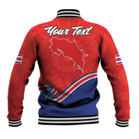 Personalized Costa Rica Independence Day Since 1821 Baseball Jacket Folk Dancer with Folk Art Pattern - Wonder Print Shop