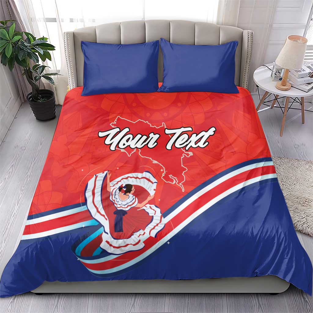 Personalized Costa Rica Independence Day Since 1821 Bedding Set Folk Dancer with Folk Art Pattern - Wonder Print Shop