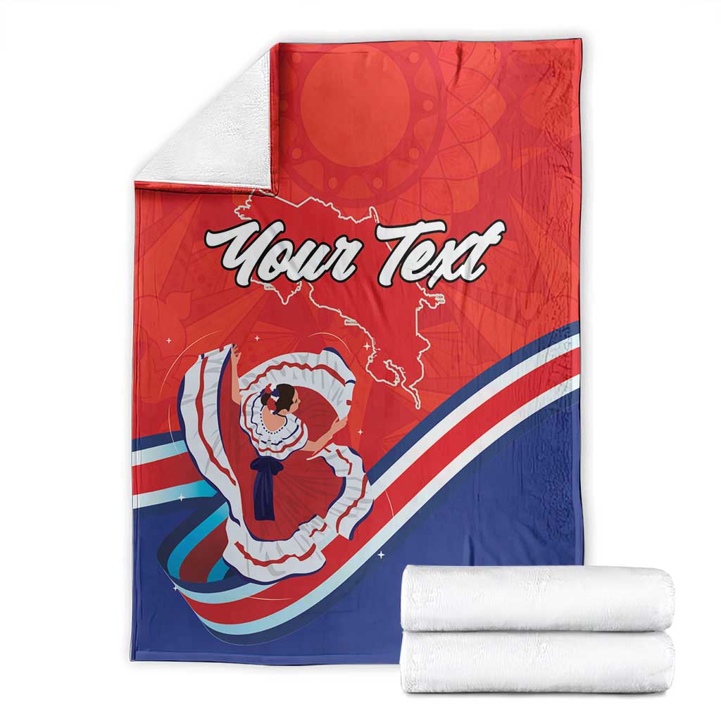 Personalized Costa Rica Independence Day Since 1821 Blanket Folk Dancer with Folk Art Pattern