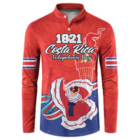 Personalized Costa Rica Independence Day Since 1821 Button Sweatshirt Folk Dancer with Folk Art Pattern - Wonder Print Shop