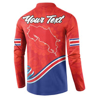 Personalized Costa Rica Independence Day Since 1821 Button Sweatshirt Folk Dancer with Folk Art Pattern - Wonder Print Shop