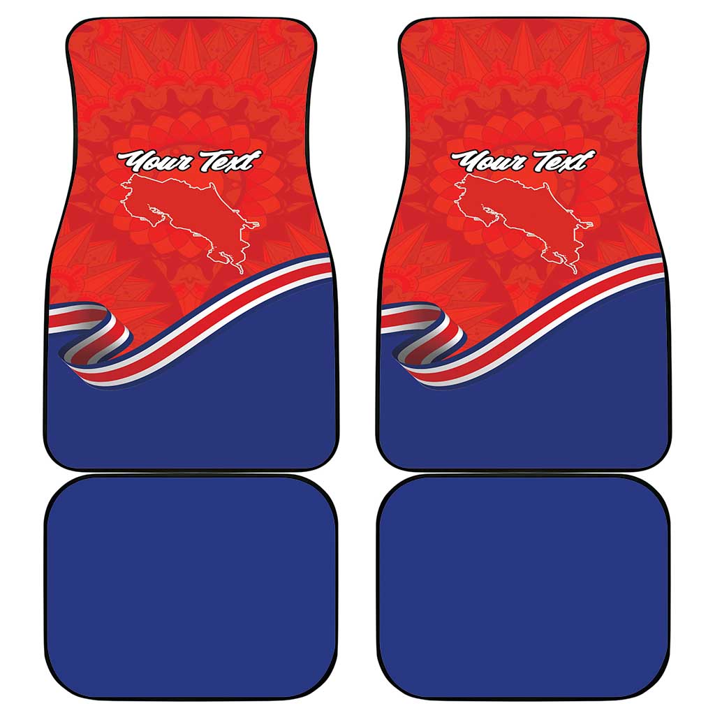 Personalized Costa Rica Independence Day Since 1821 Car Mats Folk Dancer with Folk Art Pattern - Wonder Print Shop