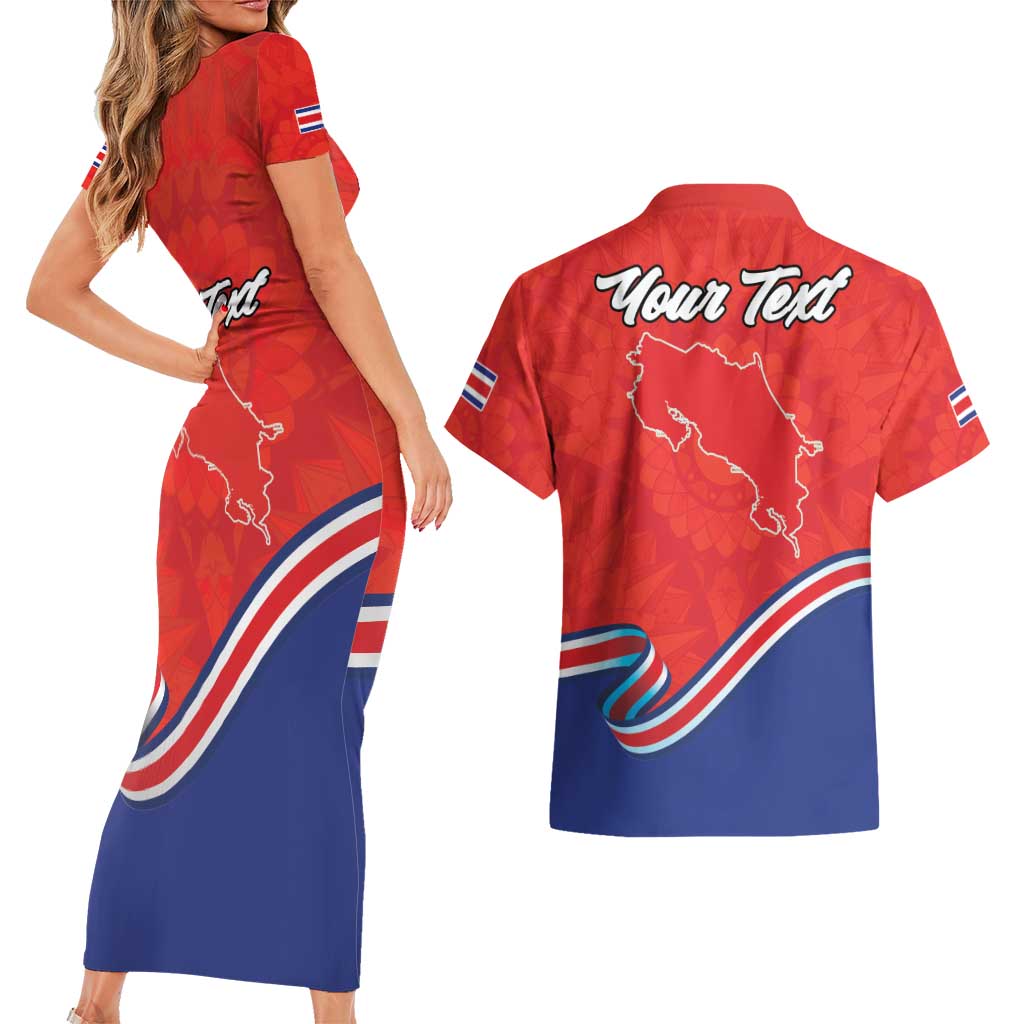 Personalized Costa Rica Independence Day Since 1821 Couples Matching Short Sleeve Bodycon Dress and Hawaiian Shirt Folk Dancer with Folk Art Pattern - Wonder Print Shop