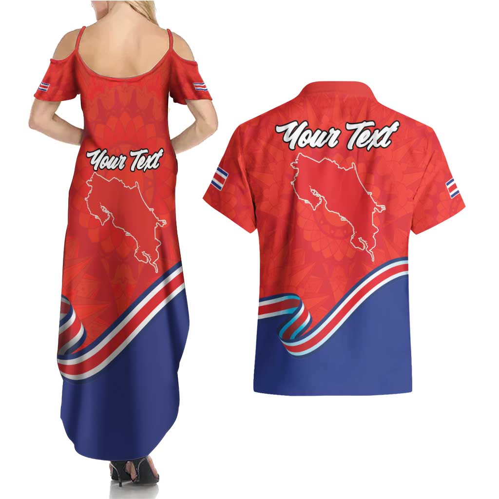 Personalized Costa Rica Independence Day Since 1821 Couples Matching Summer Maxi Dress and Hawaiian Shirt Folk Dancer with Folk Art Pattern - Wonder Print Shop