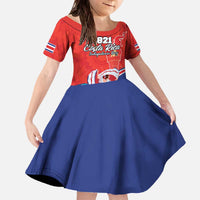 Personalized Costa Rica Independence Day Since 1821 Family Matching Off The Shoulder Long Sleeve Dress and Hawaiian Shirt Folk Dancer with Folk Art Pattern - Wonder Print Shop