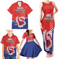 Personalized Costa Rica Independence Day Since 1821 Family Matching Tank Maxi Dress and Hawaiian Shirt Folk Dancer with Folk Art Pattern - Wonder Print Shop
