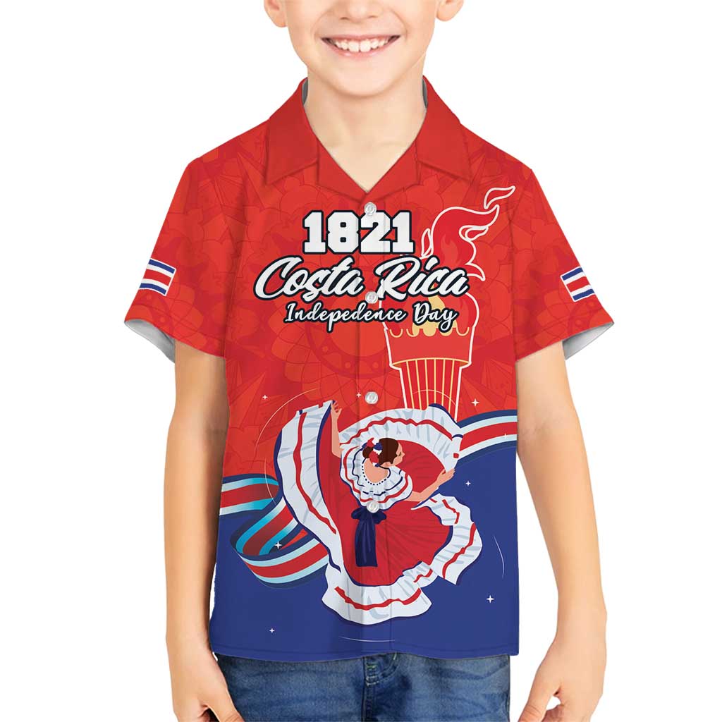 Personalized Costa Rica Independence Day Since 1821 Family Matching Tank Maxi Dress and Hawaiian Shirt Folk Dancer with Folk Art Pattern - Wonder Print Shop