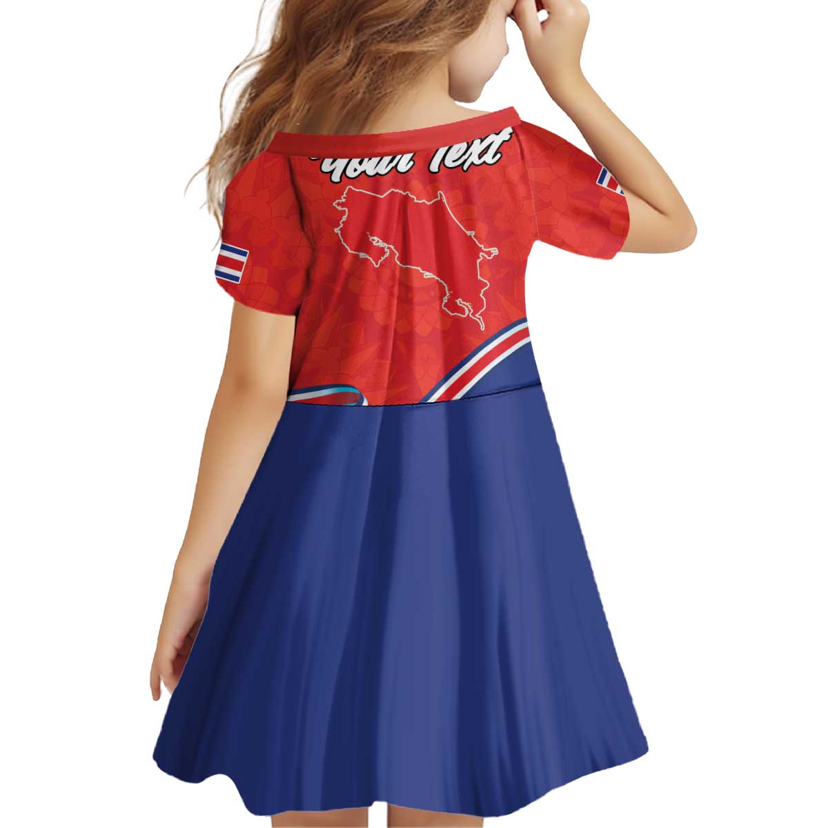 Personalized Costa Rica Independence Day Since 1821 Kid Short Sleeve Dress Folk Dancer with Folk Art Pattern - Wonder Print Shop