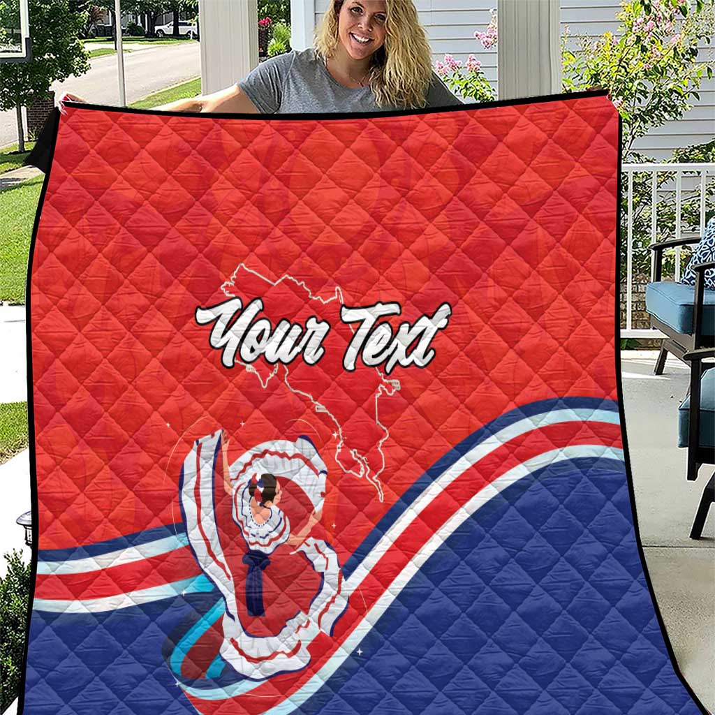 Personalized Costa Rica Independence Day Since 1821 Quilt Folk Dancer with Folk Art Pattern - Wonder Print Shop