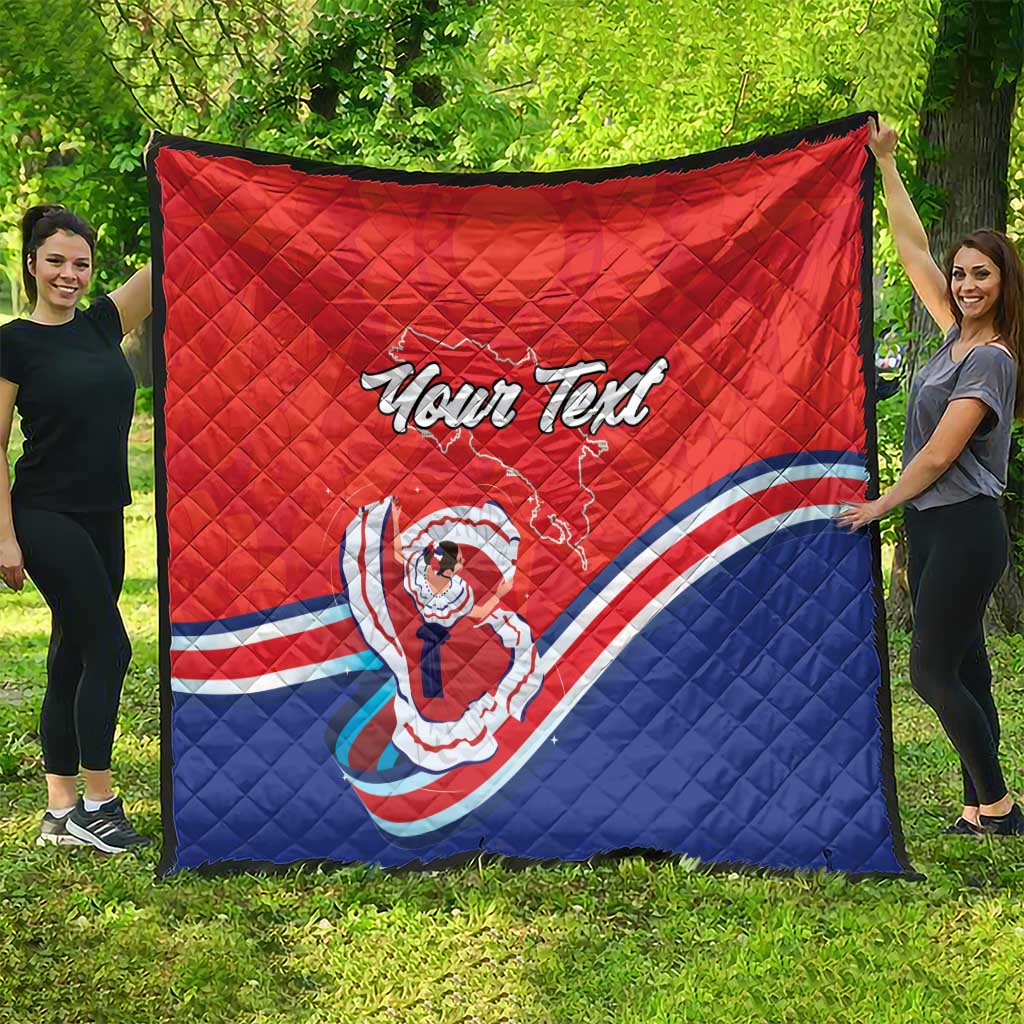Personalized Costa Rica Independence Day Since 1821 Quilt Folk Dancer with Folk Art Pattern - Wonder Print Shop