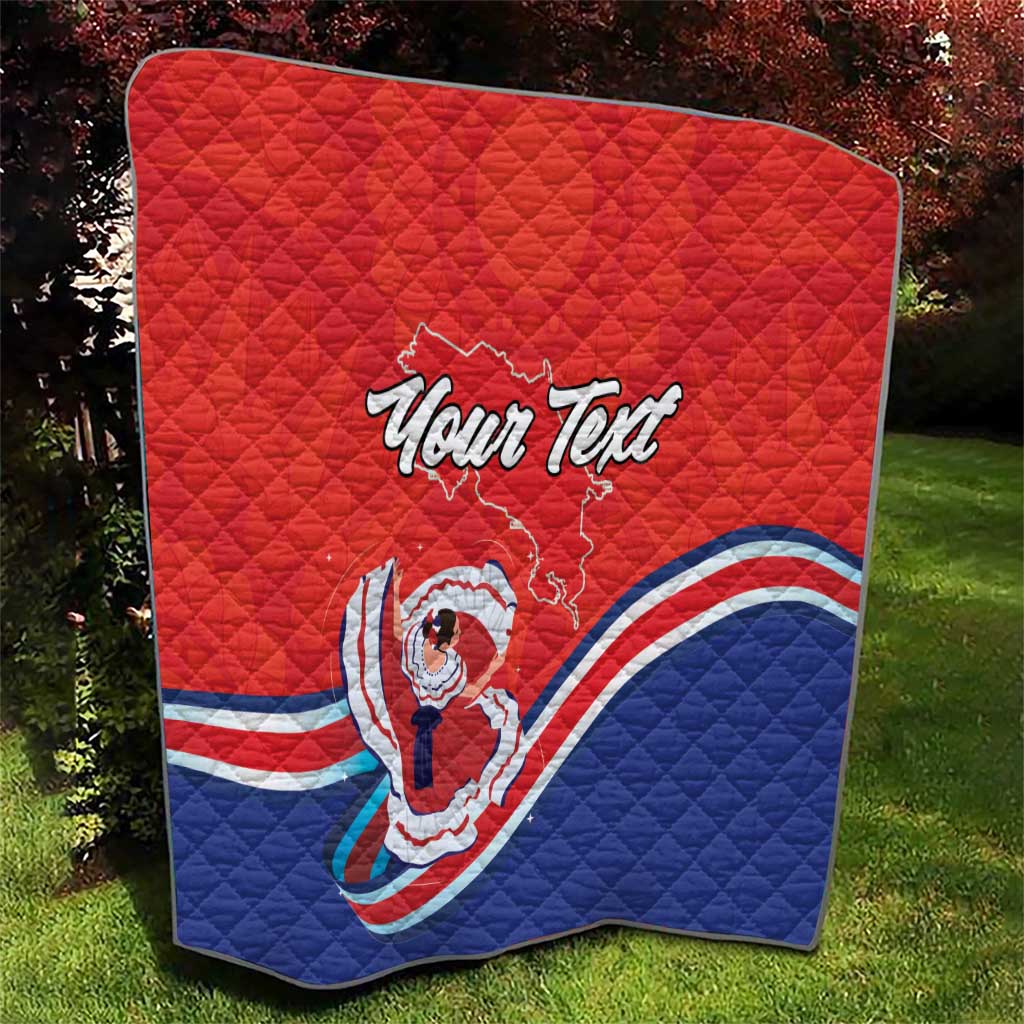 Personalized Costa Rica Independence Day Since 1821 Quilt Folk Dancer with Folk Art Pattern - Wonder Print Shop
