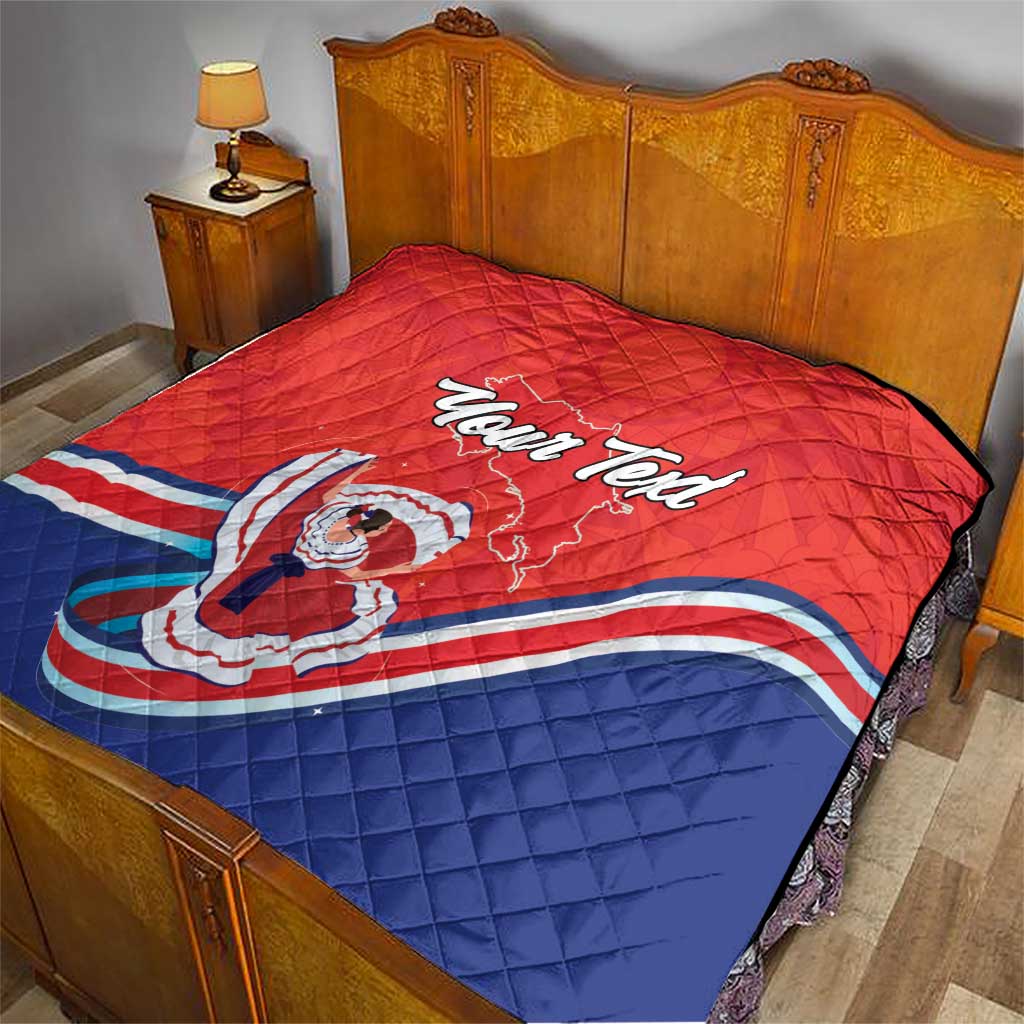 Personalized Costa Rica Independence Day Since 1821 Quilt Folk Dancer with Folk Art Pattern - Wonder Print Shop