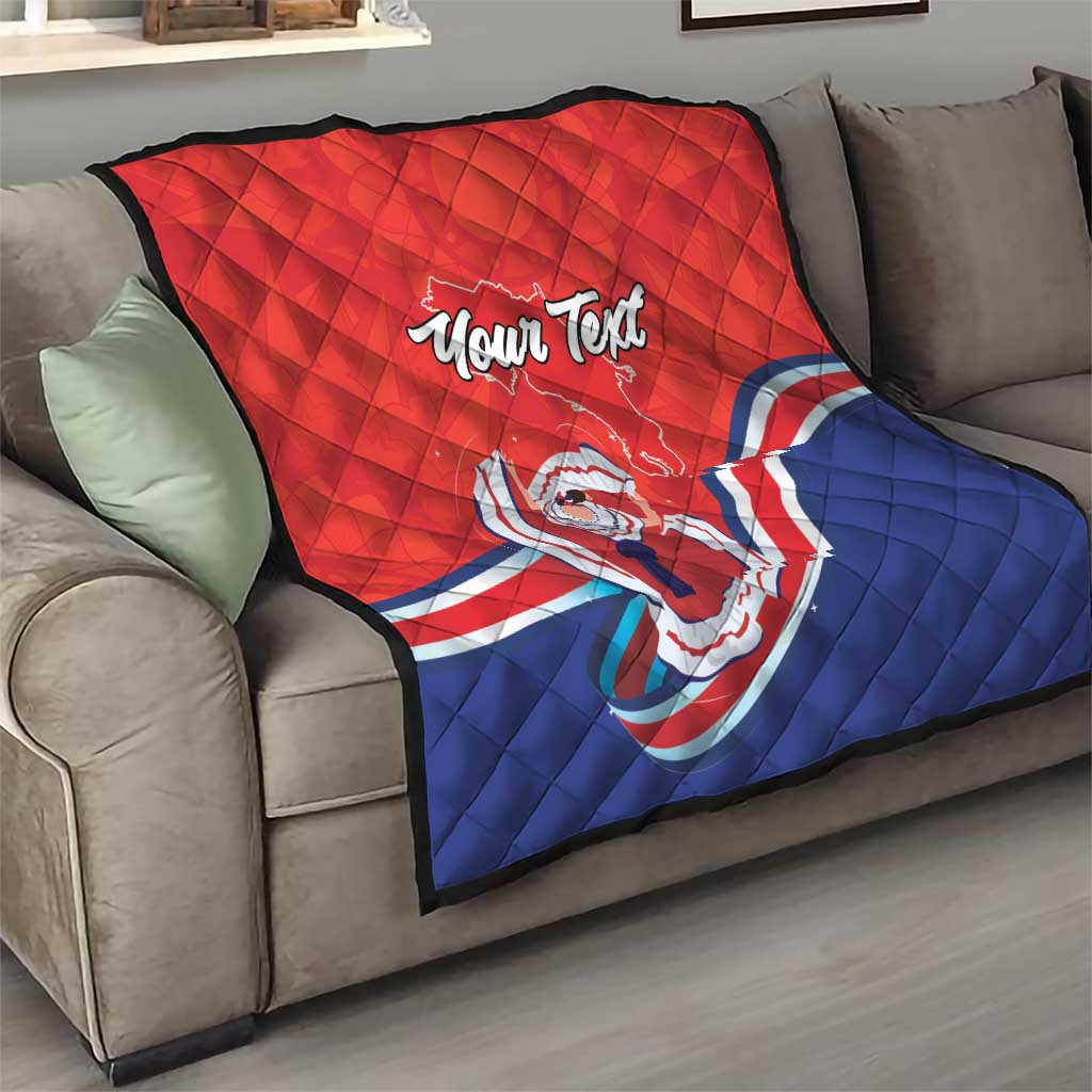 Personalized Costa Rica Independence Day Since 1821 Quilt Folk Dancer with Folk Art Pattern - Wonder Print Shop