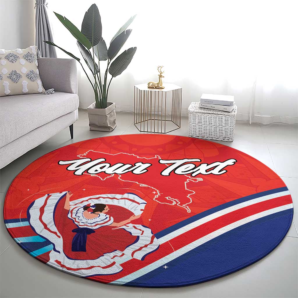 Personalized Costa Rica Independence Day Since 1821 Round Carpet Folk Dancer with Folk Art Pattern