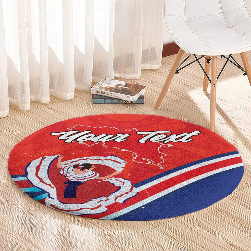 Personalized Costa Rica Independence Day Since 1821 Round Carpet Folk Dancer with Folk Art Pattern