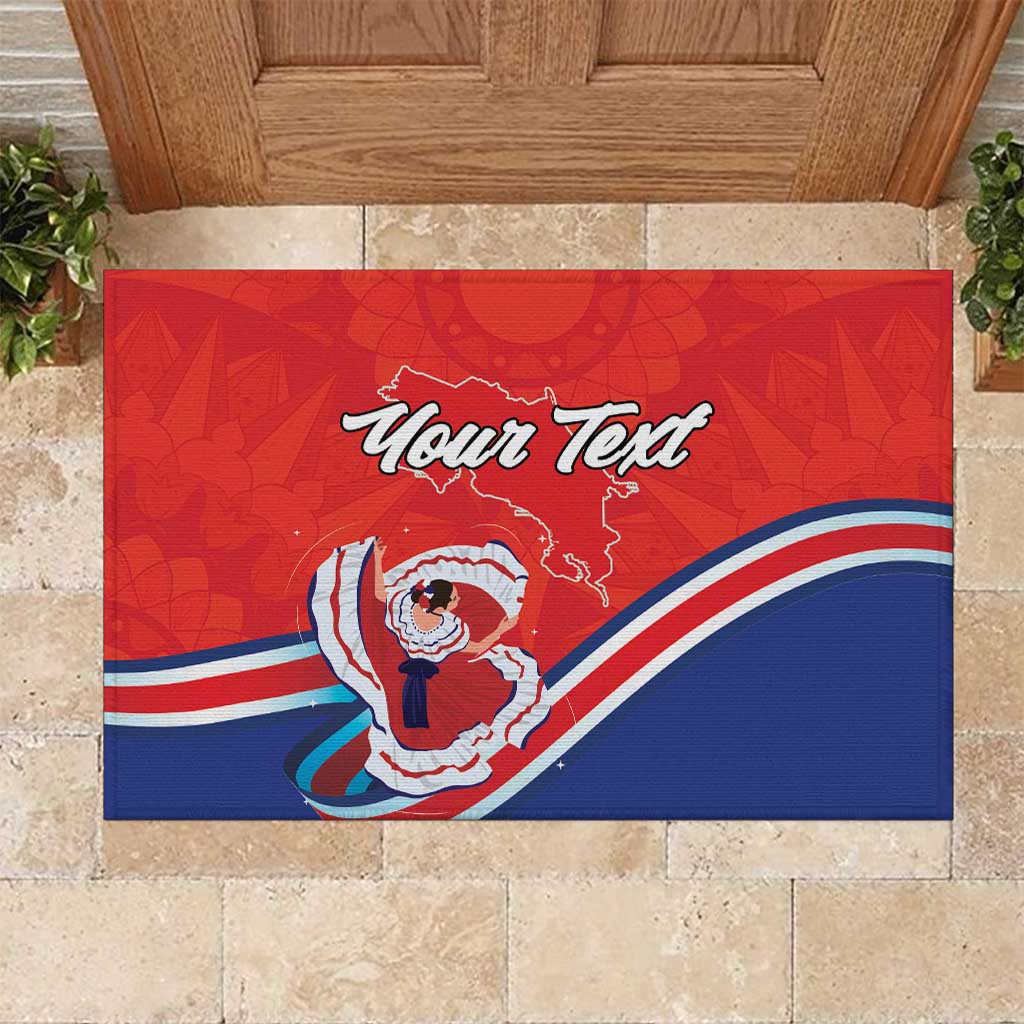 Personalized Costa Rica Independence Day Since 1821 Rubber Doormat Folk Dancer with Folk Art Pattern - Wonder Print Shop