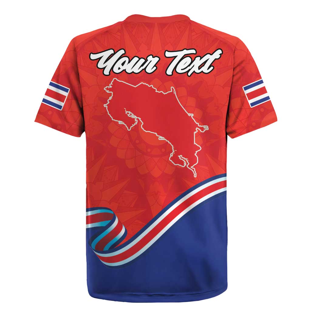 Personalized Costa Rica Independence Day Since 1821 Rugby Jersey Folk Dancer with Folk Art Pattern - Wonder Print Shop