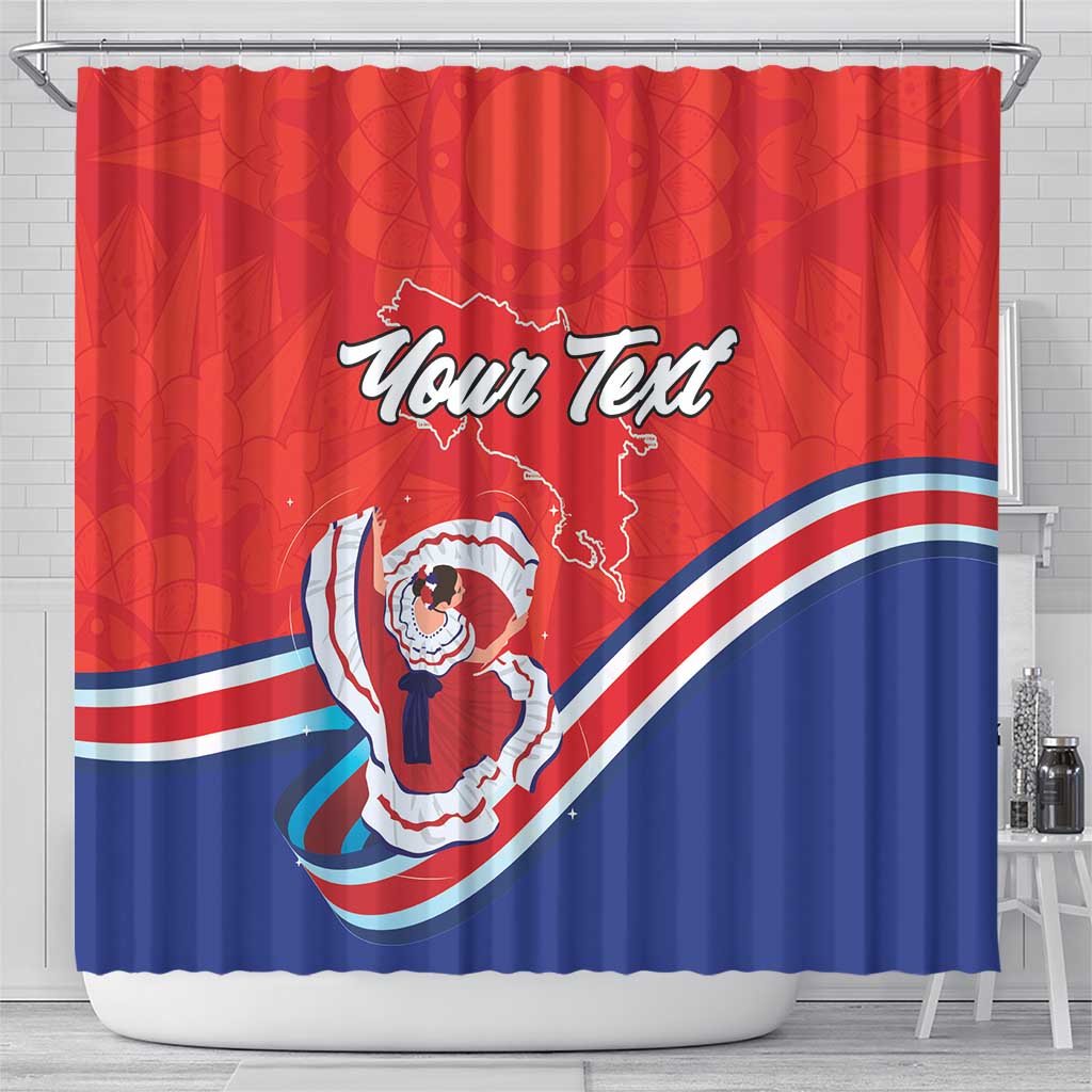 Personalized Costa Rica Independence Day Since 1821 Shower Curtain Folk Dancer with Folk Art Pattern