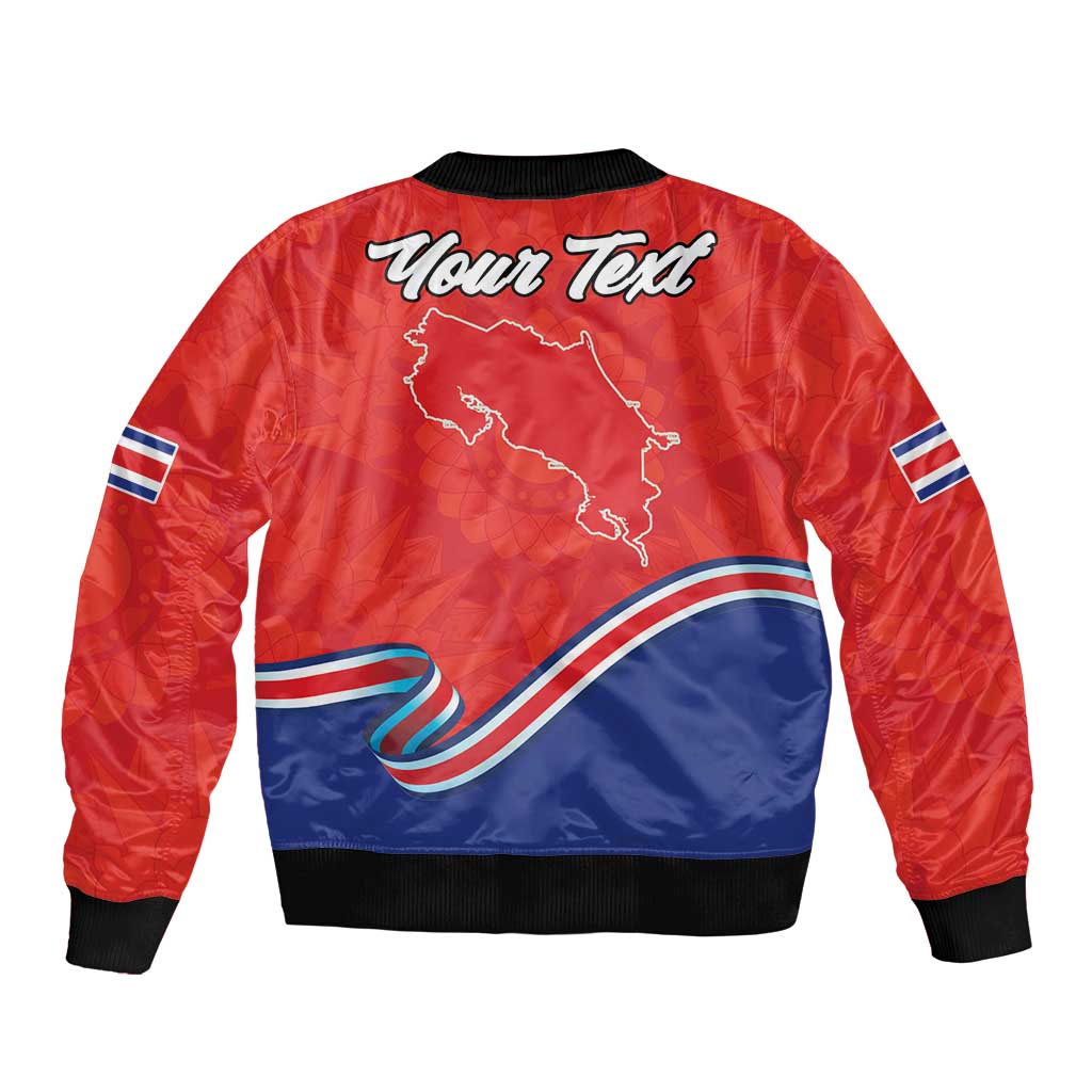 Personalized Costa Rica Independence Day Since 1821 Sleeve Zip Bomber Jacket Folk Dancer with Folk Art Pattern - Wonder Print Shop